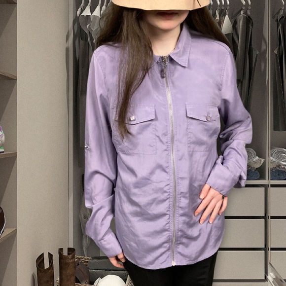 MICHAEL KORS lavender zip down shirt, size 10 - Picture 9 of 12